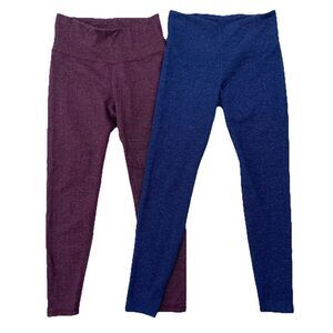 Lot of 2 Womens Old Navy Leggings Warm Cozy Stretch Leggings Size M Blue/Red